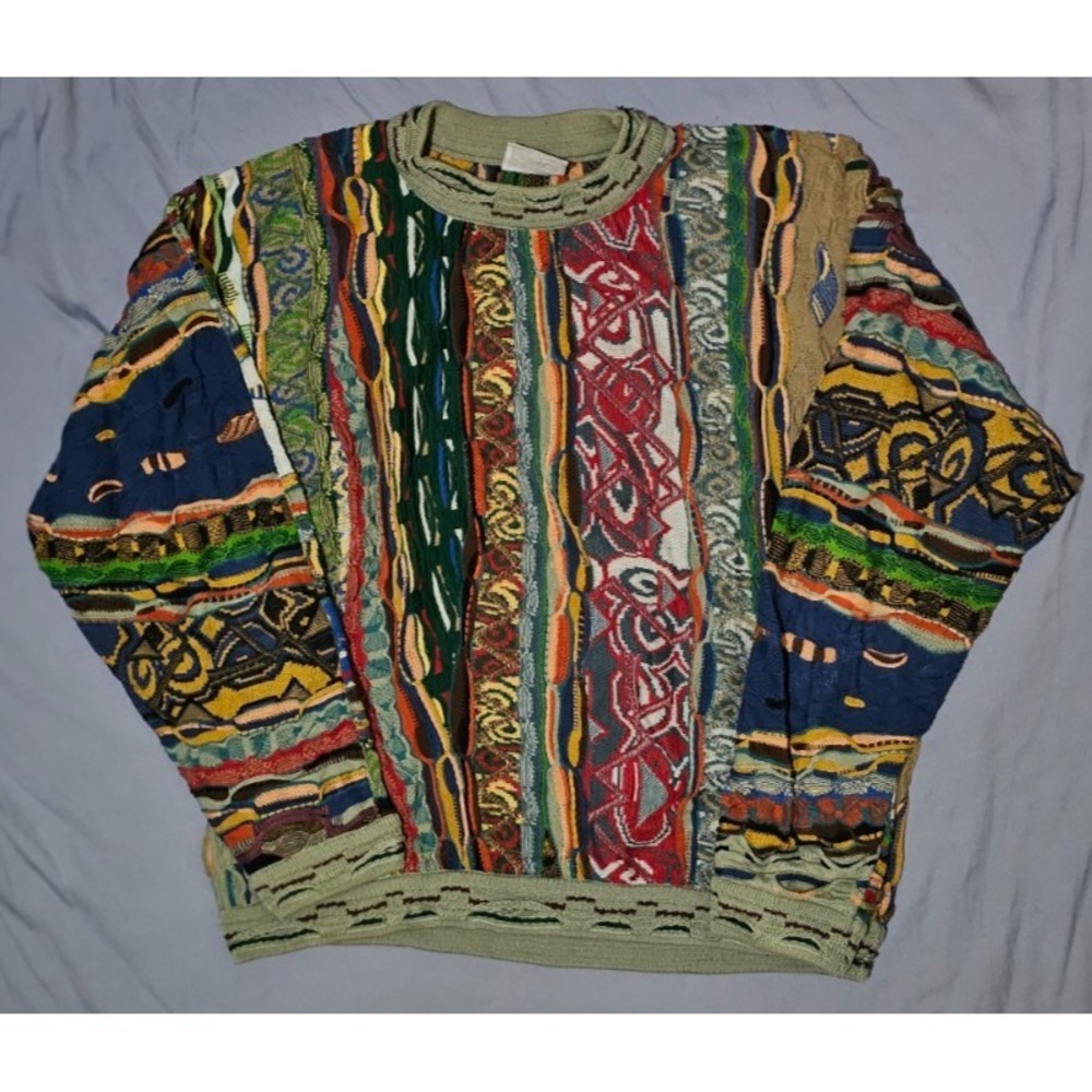 Vintage COOGI Australia 3D Knit Sweater Size Large Multicolor Biggie 90s Hip-Hop